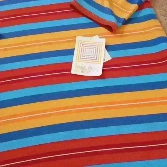 **NWT** LULAROE DEBBIE MULTI-COLORED STRIPED DRESS SIZE 2XL - Picture 3 of 8
